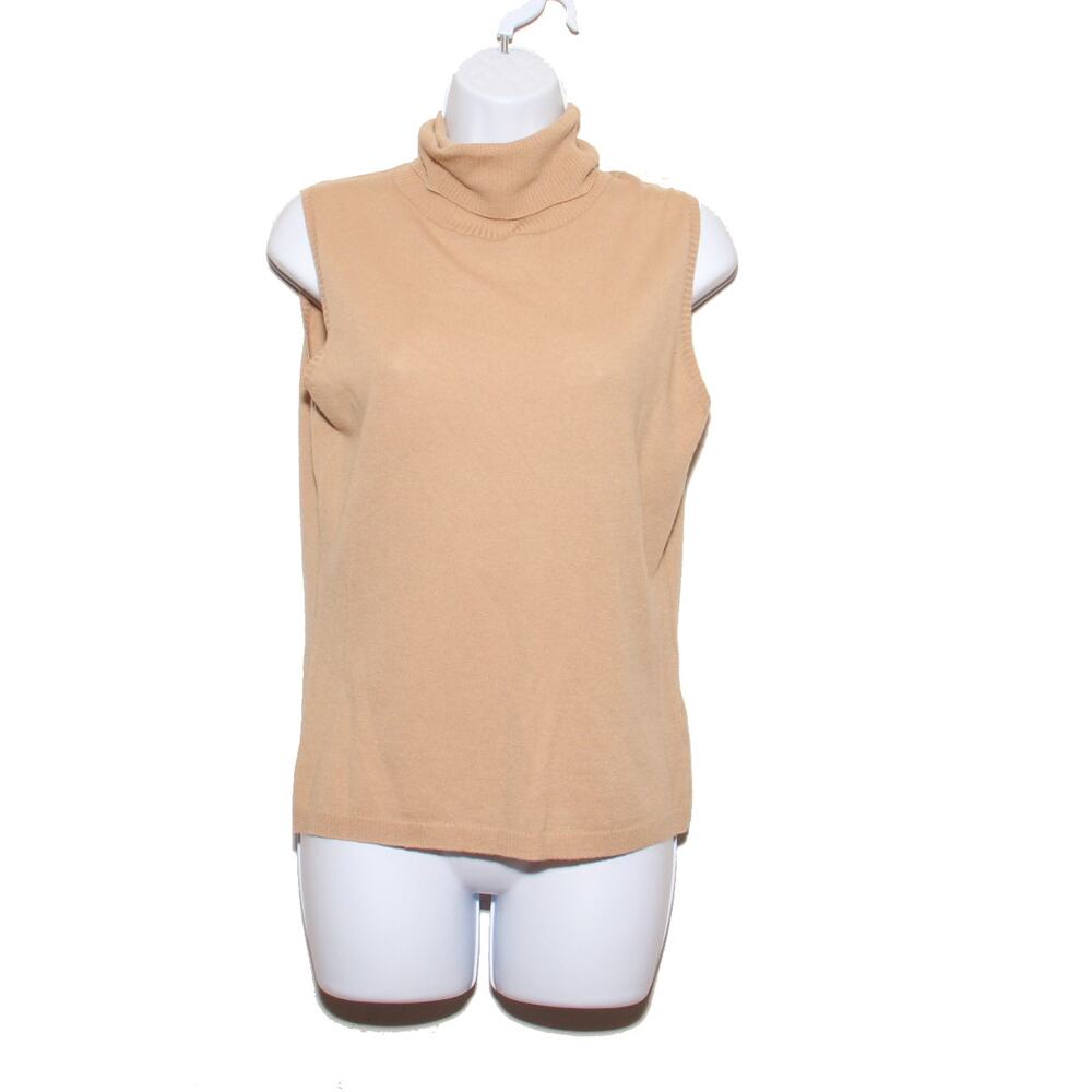 Prague 100% cashmere Turtleneck Sleeveless Sweater Size Large